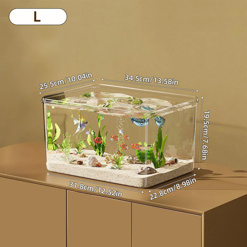 Thumbnail: Transparent Aquarium Creative Desktop Fish Tank for Office Home Decor Rectangula