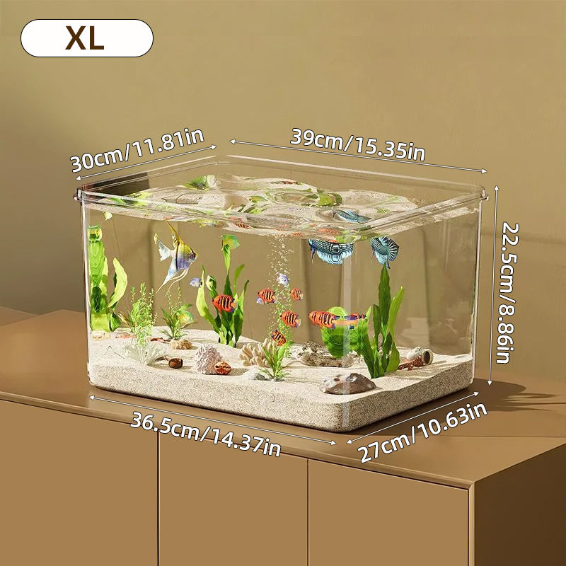 Thumbnail: Transparent Aquarium Creative Desktop Fish Tank for Office Home Decor Rectangula