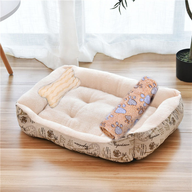 Thumbnail: Pet Large Dog Bed Warm House Candy-colored Square Nest Pet Kennel For Small Medi