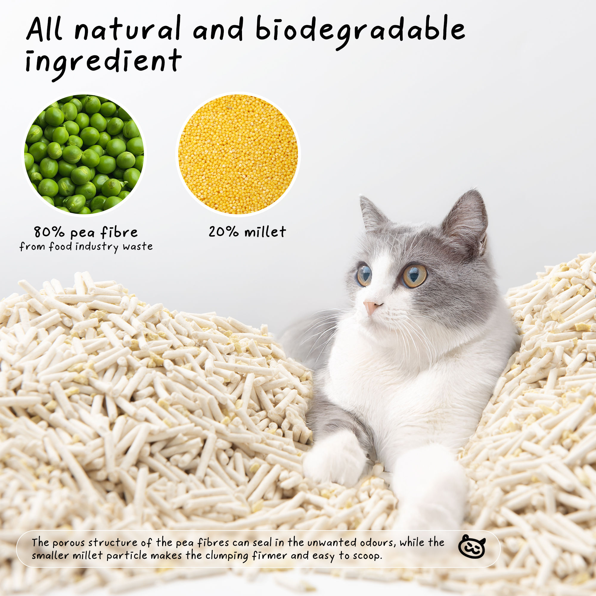 Cococat Plant-based Tofu Cat Litter - Biodegradable Clumping Litter, Dust-free a