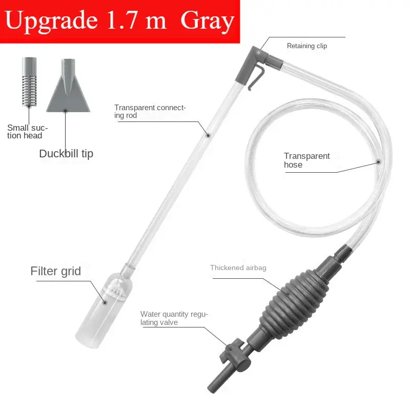 Thumbnail: Siphon Pump with Filter Nozzle Fish Tank Water Changer Air Pump Cleaning Accesso