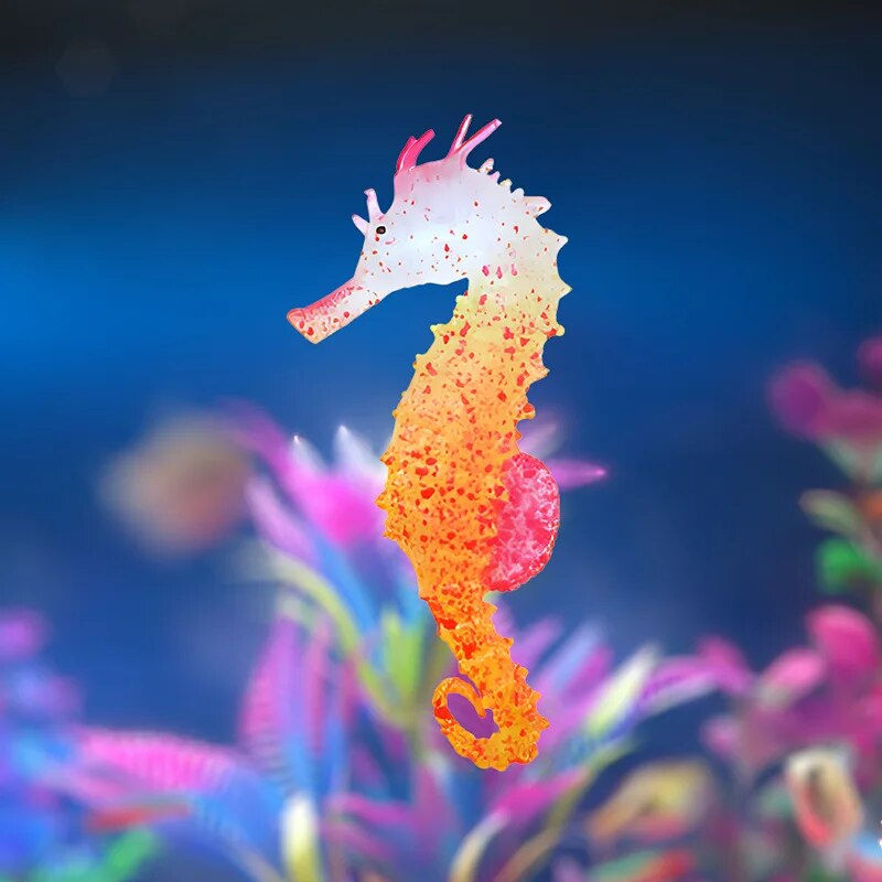 Thumbnail: Fish Tank Aquascape Decorations Simulation Glow in Dark Silicone Seahorse With S