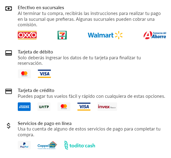 Formas de Pago Volaris