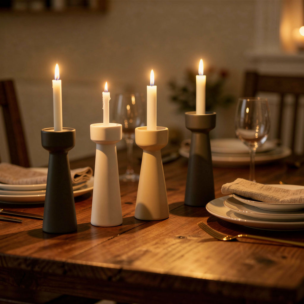 Matte Ceramic Taper Candle Holders — Set of 2