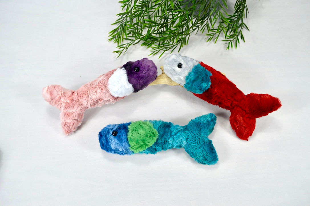 Colour Block Catnip Fish - Minky Kicker Pillow