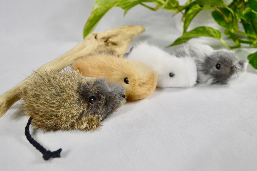 Thumbnail: Mouse Cat Toy - Rabbit Fur Teaser Toy (Wholesale)