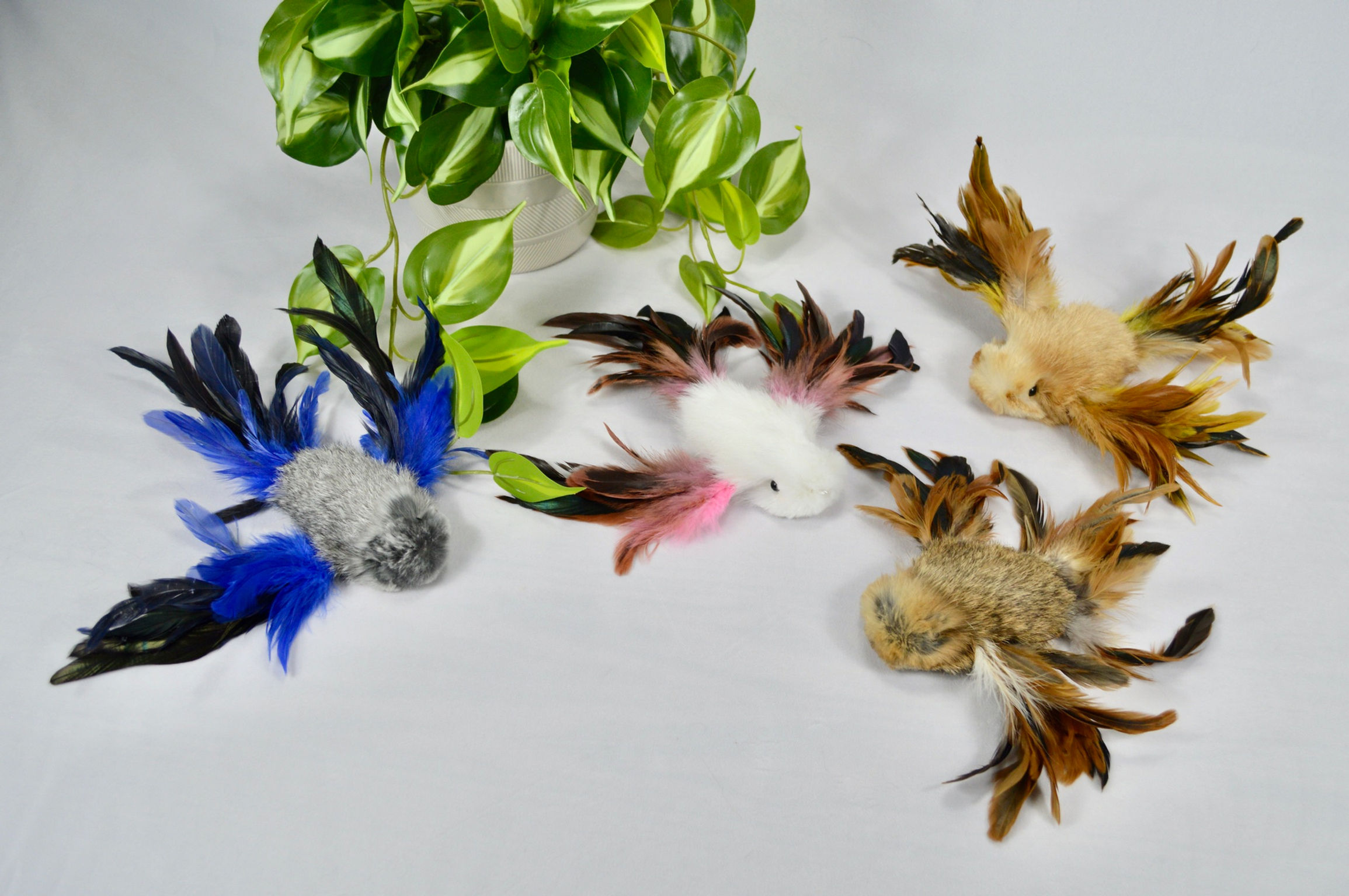 Bird Cat Toy - Rabbit Fur Teaser Toy