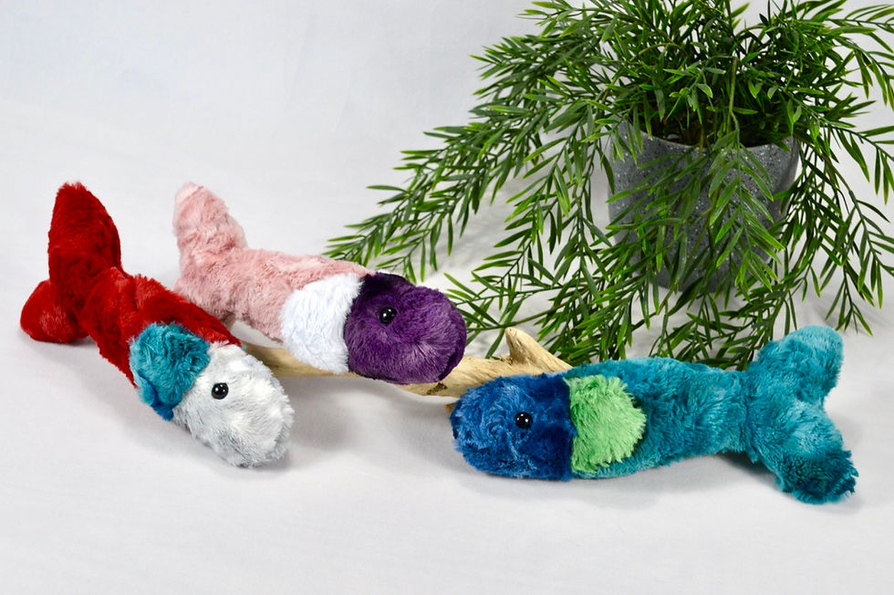 Thumbnail: Colour Block Catnip Fish - Minky Kicker Pillow