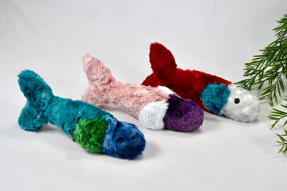 Thumbnail: Colour Block Catnip Fish - Minky Kicker Pillow