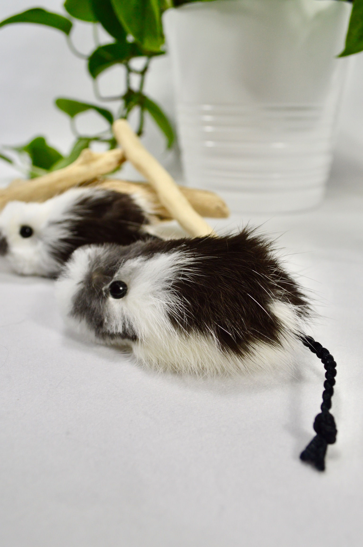 Spotted Mouse Cat Toy - Rabbit Fur Teaser Toy