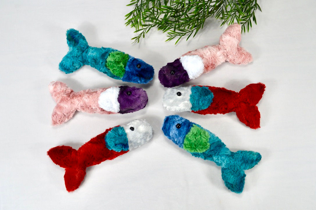 Colour Block Catnip Fish - Minky Kicker Pillow