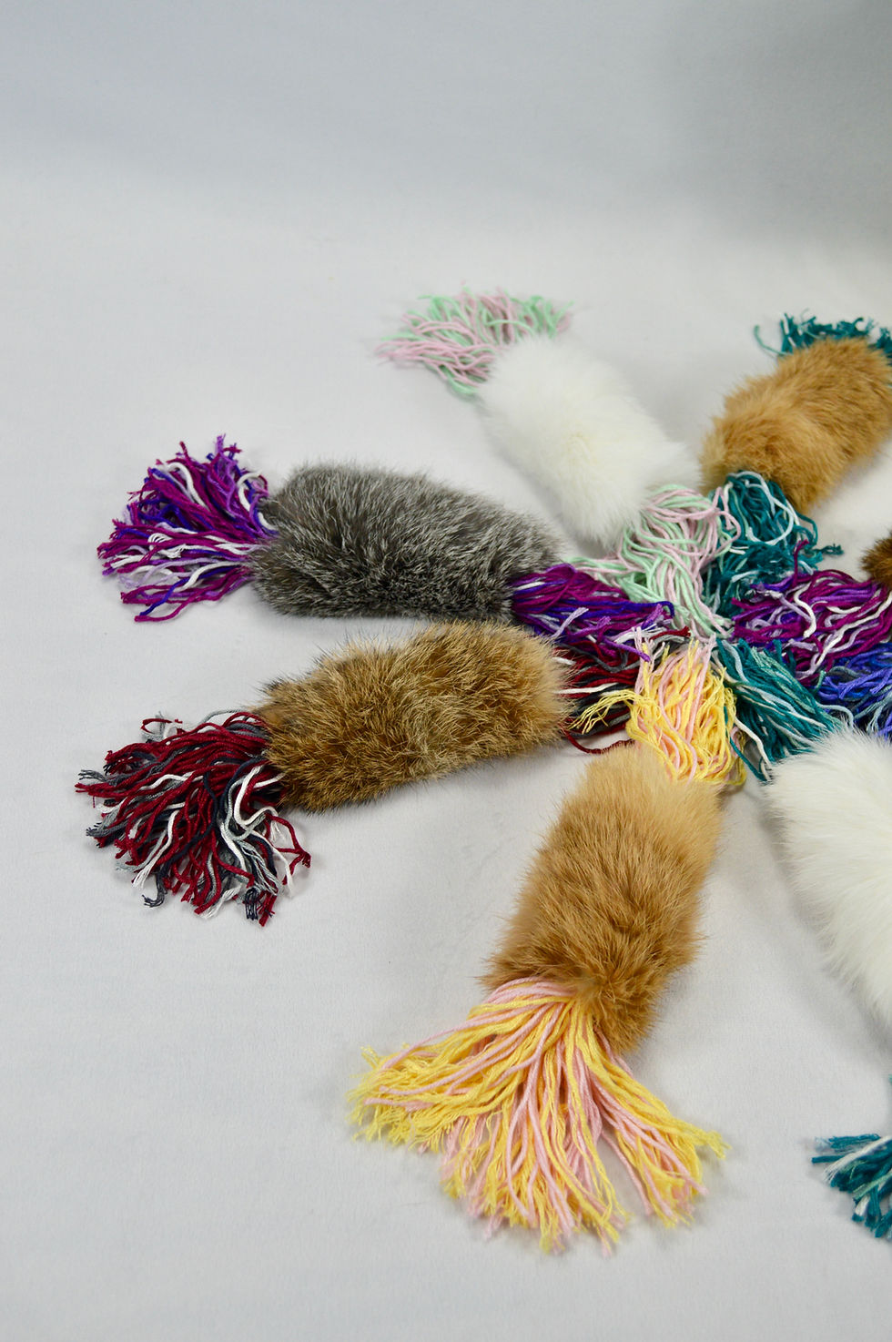 Thumbnail: Rabbit Fur Toss Toy with Bamboo Tassels