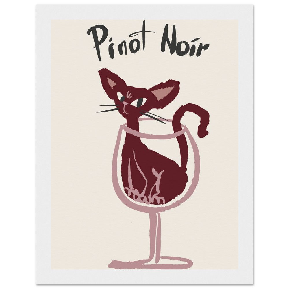 Wine cat collection-pinot noir -Museum-Quality Matte Paper Wooden Framed Poster