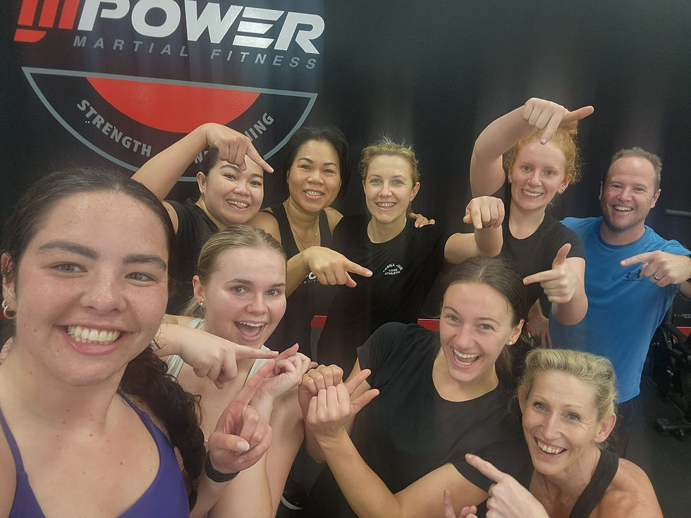 Photo contains a group of everyday women celebrating fitness at the MPOWER Martial Fitness Centre in Wollongong