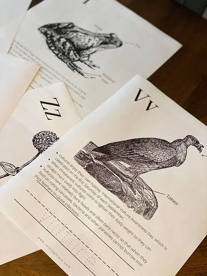 Nature Coloring Book with Facts and Handwriting Practice