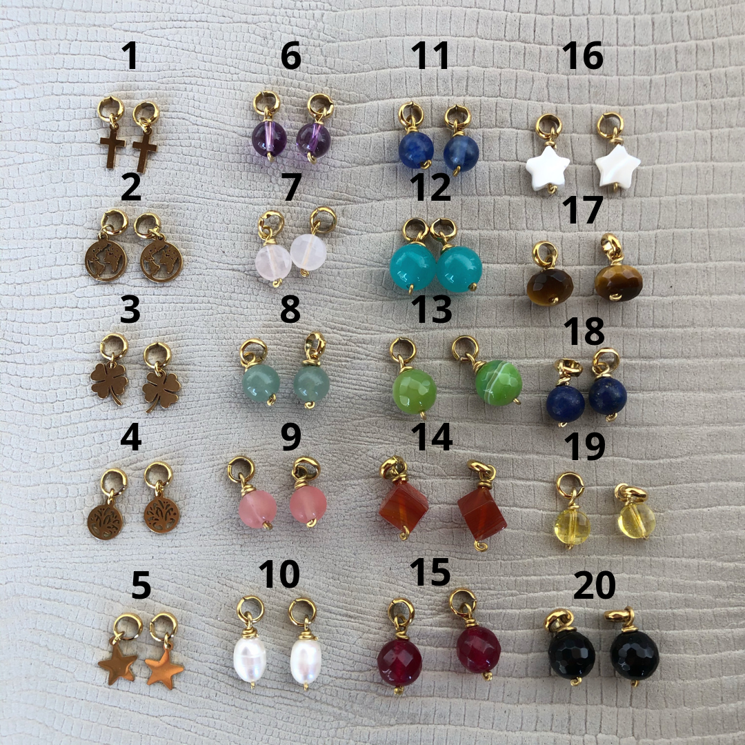 5 Pares de charms intercambiables 