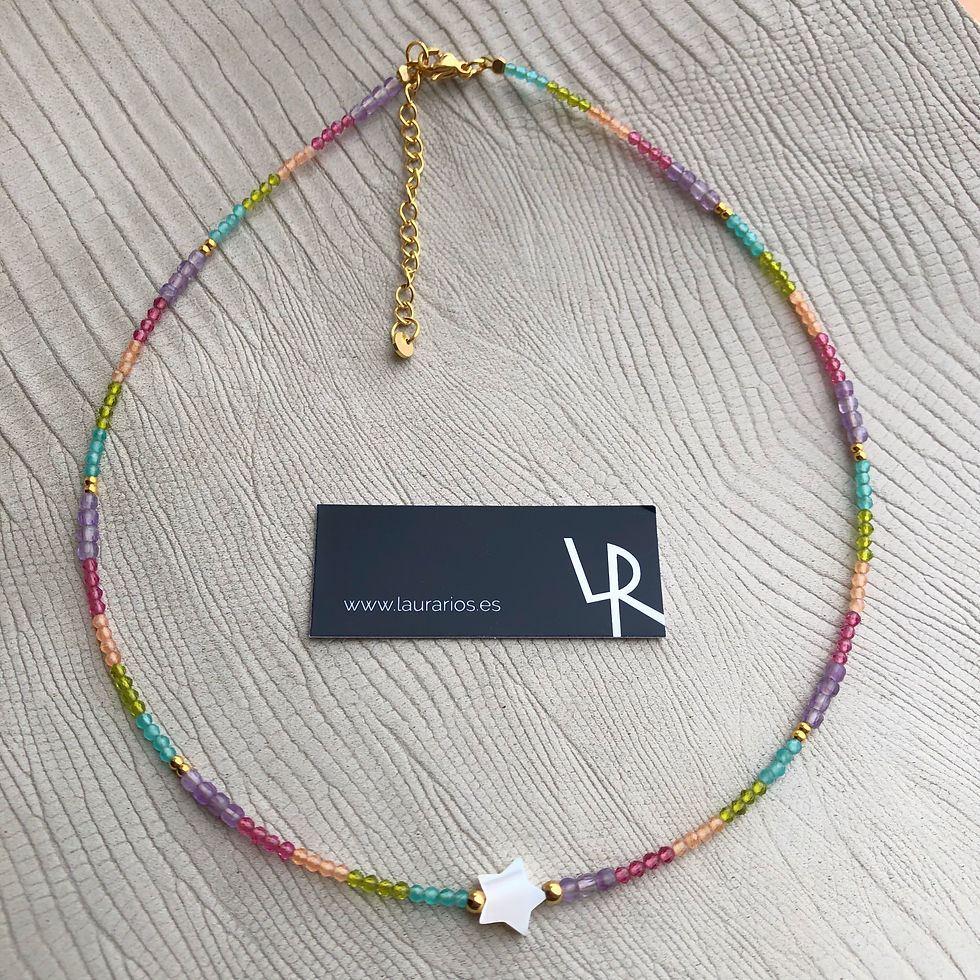 Miniatura: Collar Estrella Nácar y piedra 