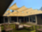 Soft hanging patio canopy installation