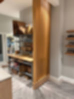 Wood slat room divider installation