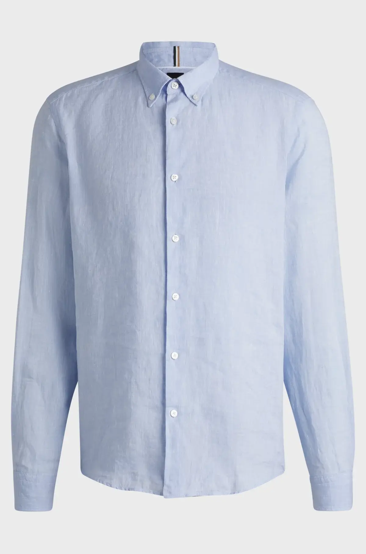 BOSS - Chemise slim en lin bleu clair