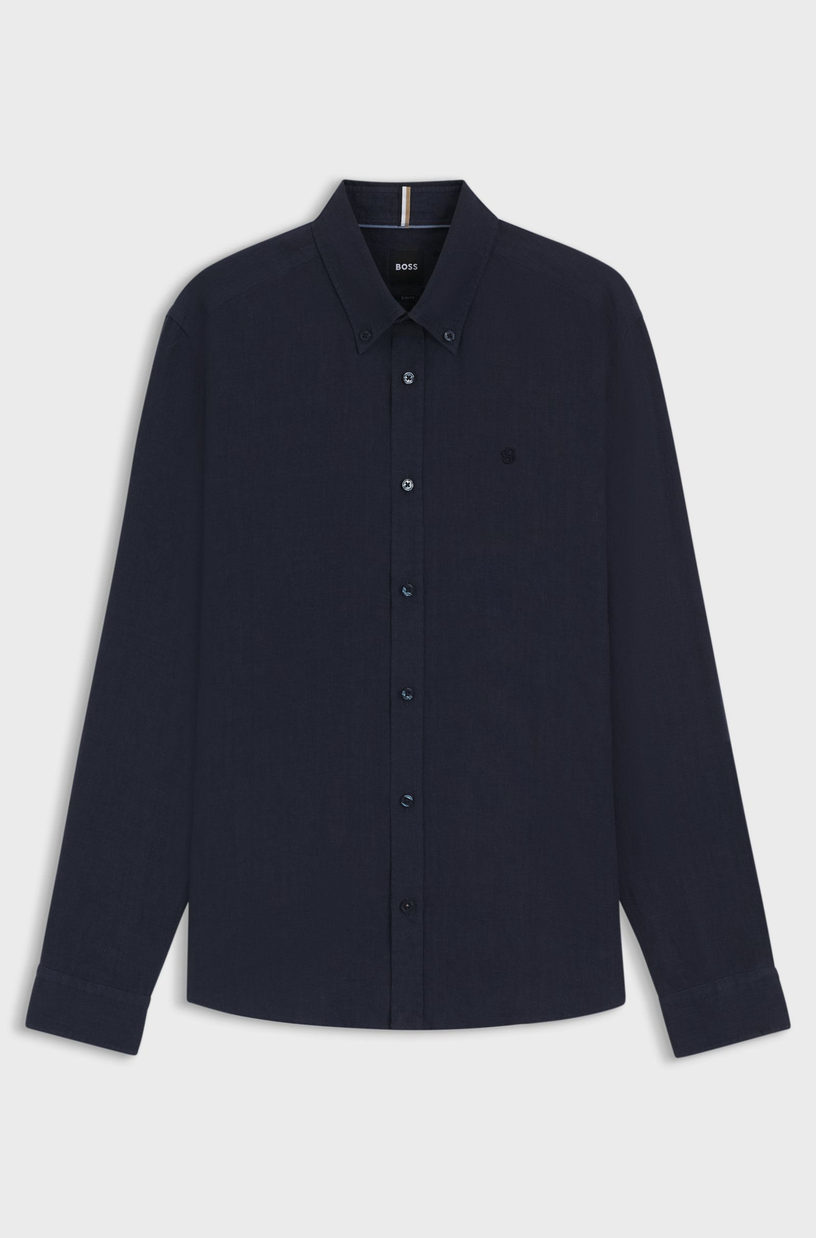BOSS - Chemise en lin bleue