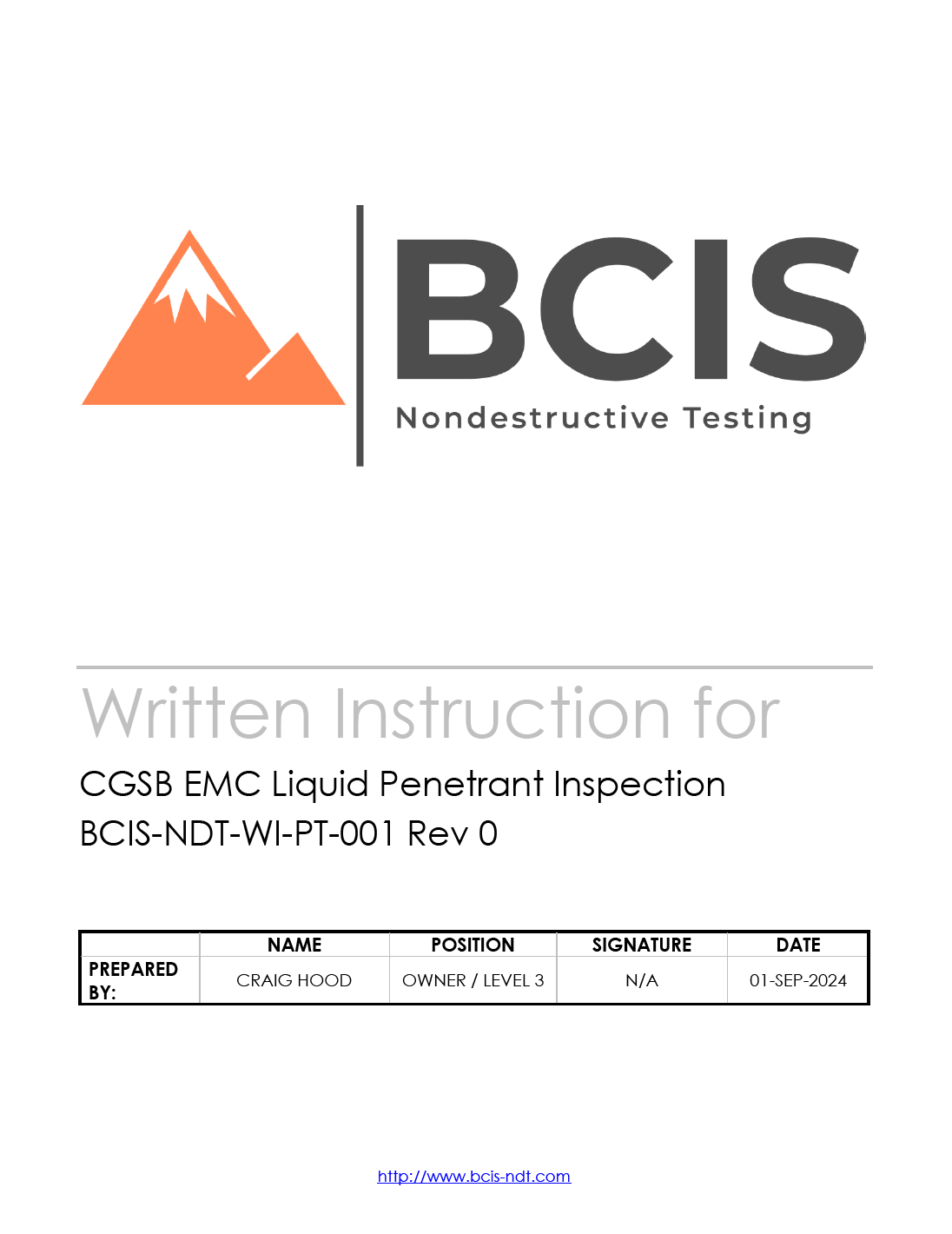 PT Written Instruction