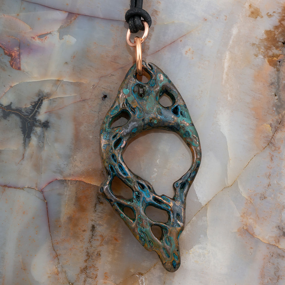 Thumbnail: Small Copper Cholla Pendant w/ Verdigris Patina