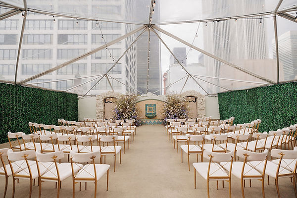 The Skyline Splendor Package - Jordan & Hunter - Wedding - Ceremony SetUp - Rooftop (Fountain View)