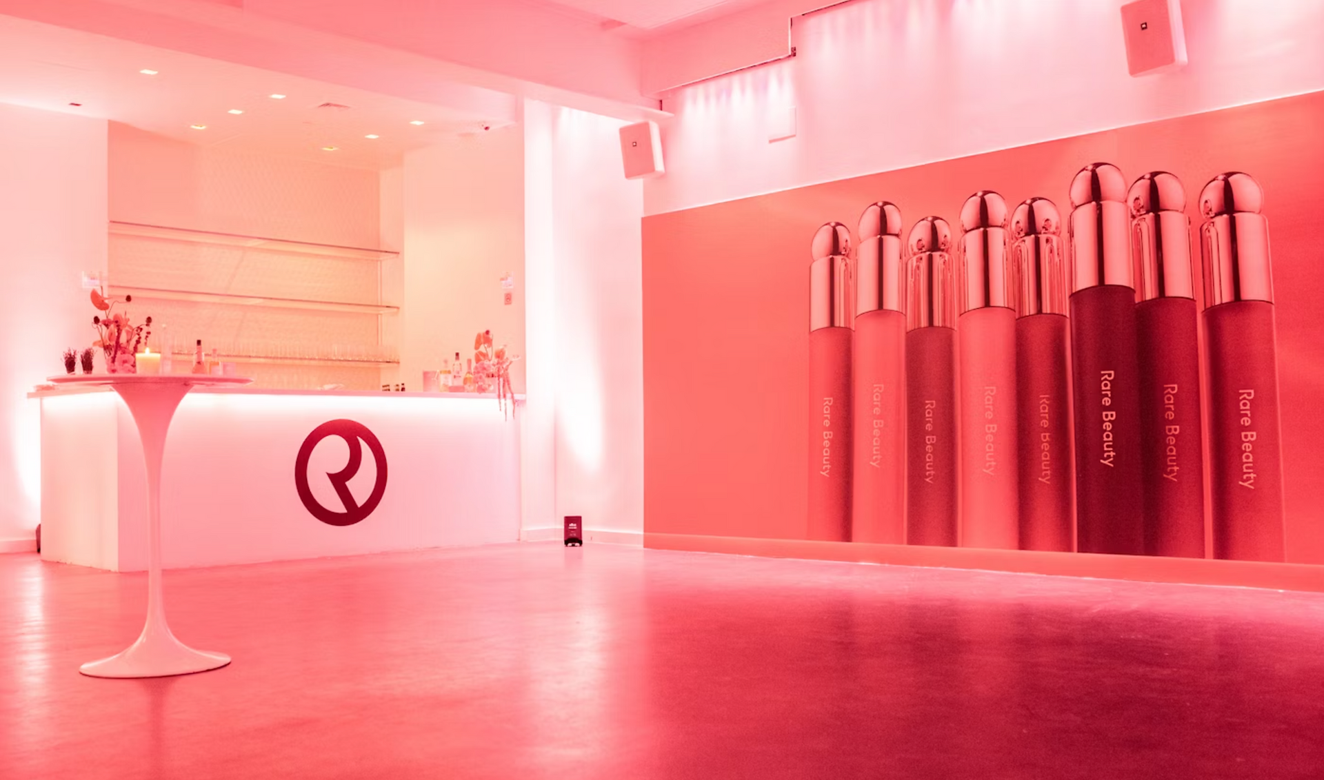 Rare Beauty’s dessert bar designed around lip oil color palettes (Sunset Studios - Photo: Mark Davis