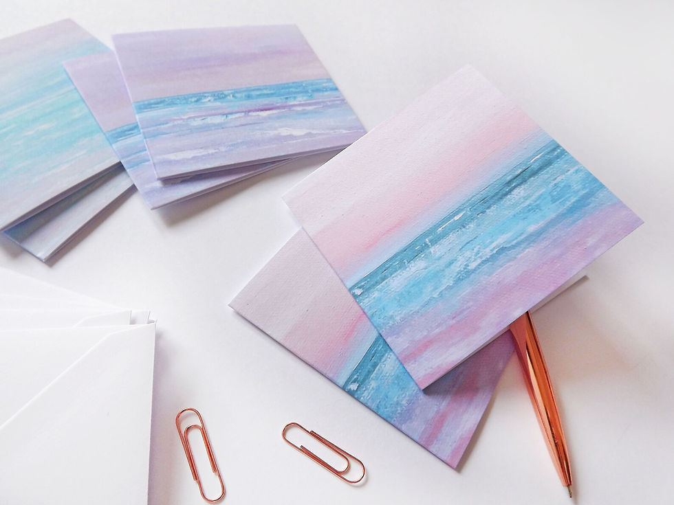 Thumbnail: Abstract Seascapes mini note card set - 6x mini notecards and envelopes