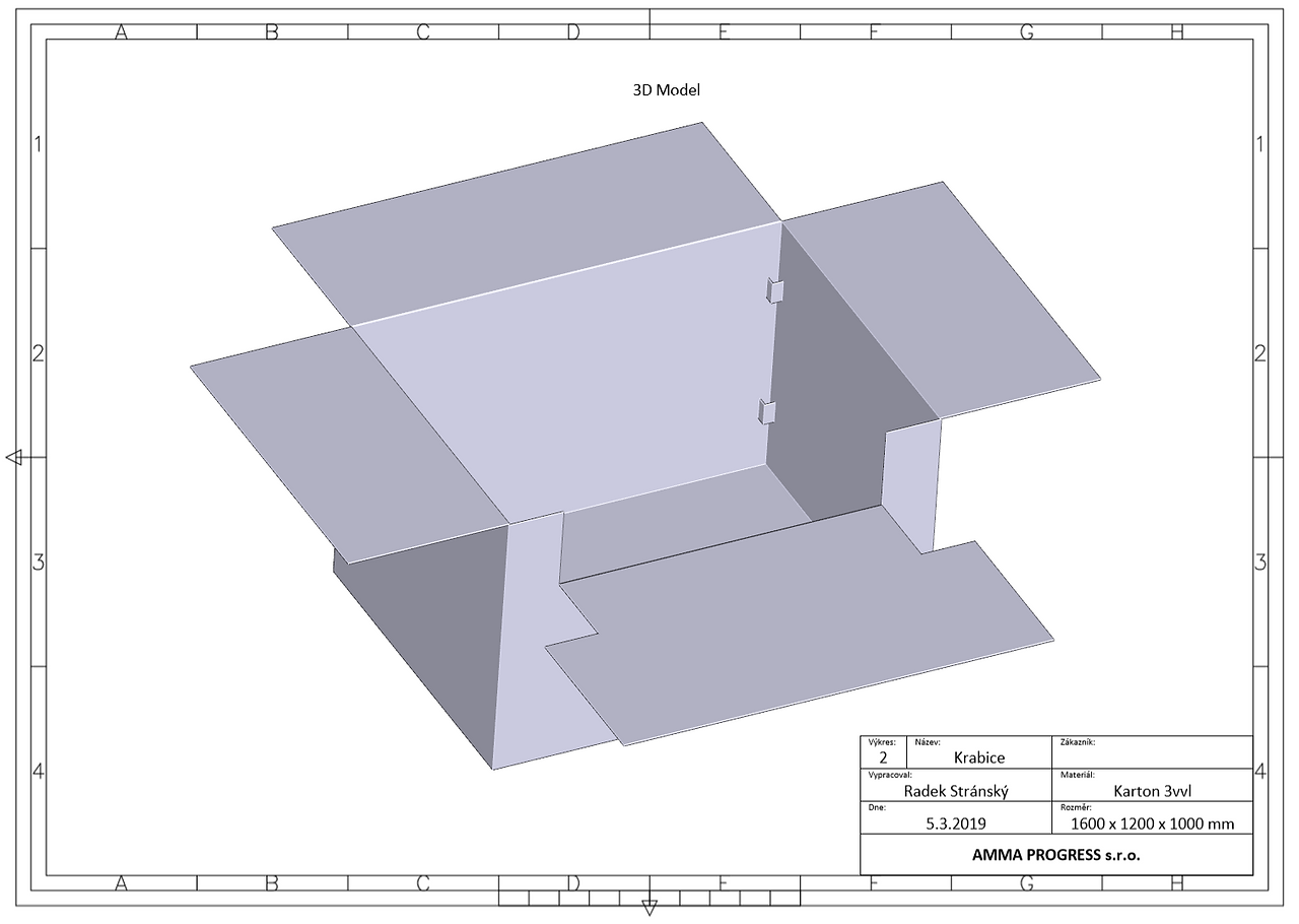 3 D model výsekové krabice