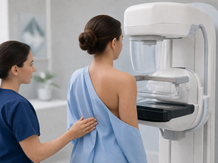 Woman reading a mammogram recall letter, reassured about follow-up imaging in Hamilton