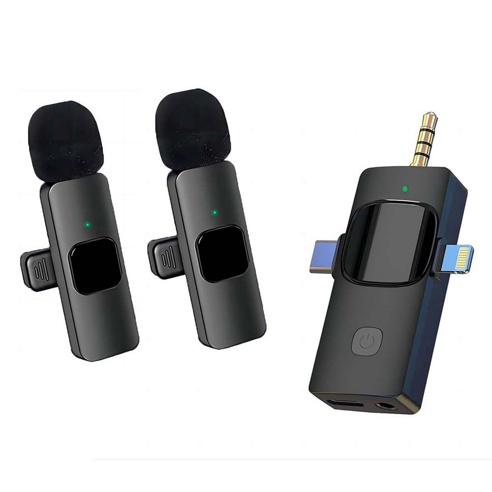 Micrófono de Solapa K15 Inalámbrico 3 en 1 – Para iPhone, Android y Cámara