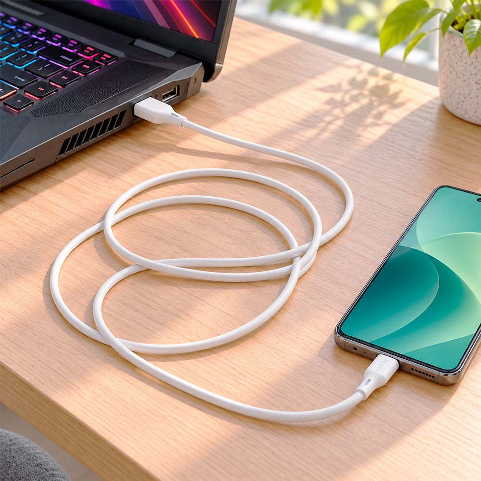Cable Budix USB-A a USB-C de 2 metros, 3 A, blanco