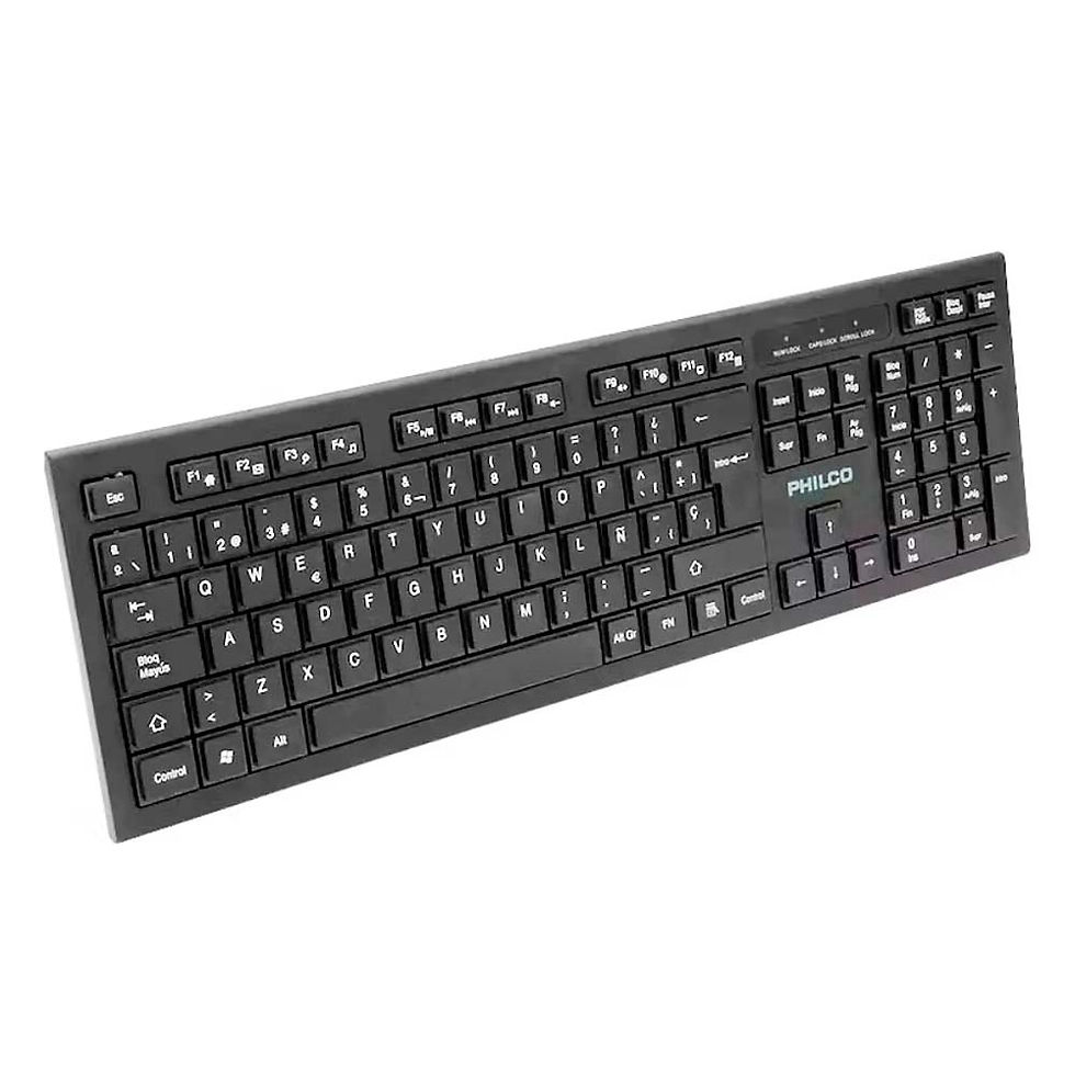 Teclado Inalámbrico Philco W601N Español – Conexión USB Plug & Play para PC