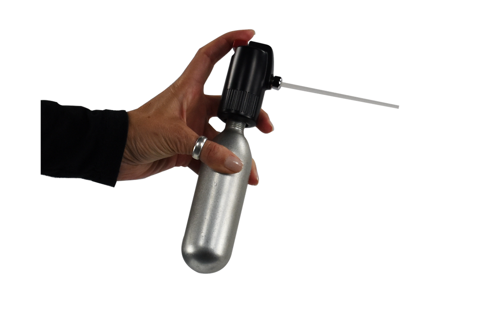 Thumbnail: Push Thumb Button Gas Dispensing Valve, Integrated puncture pin seal in use view