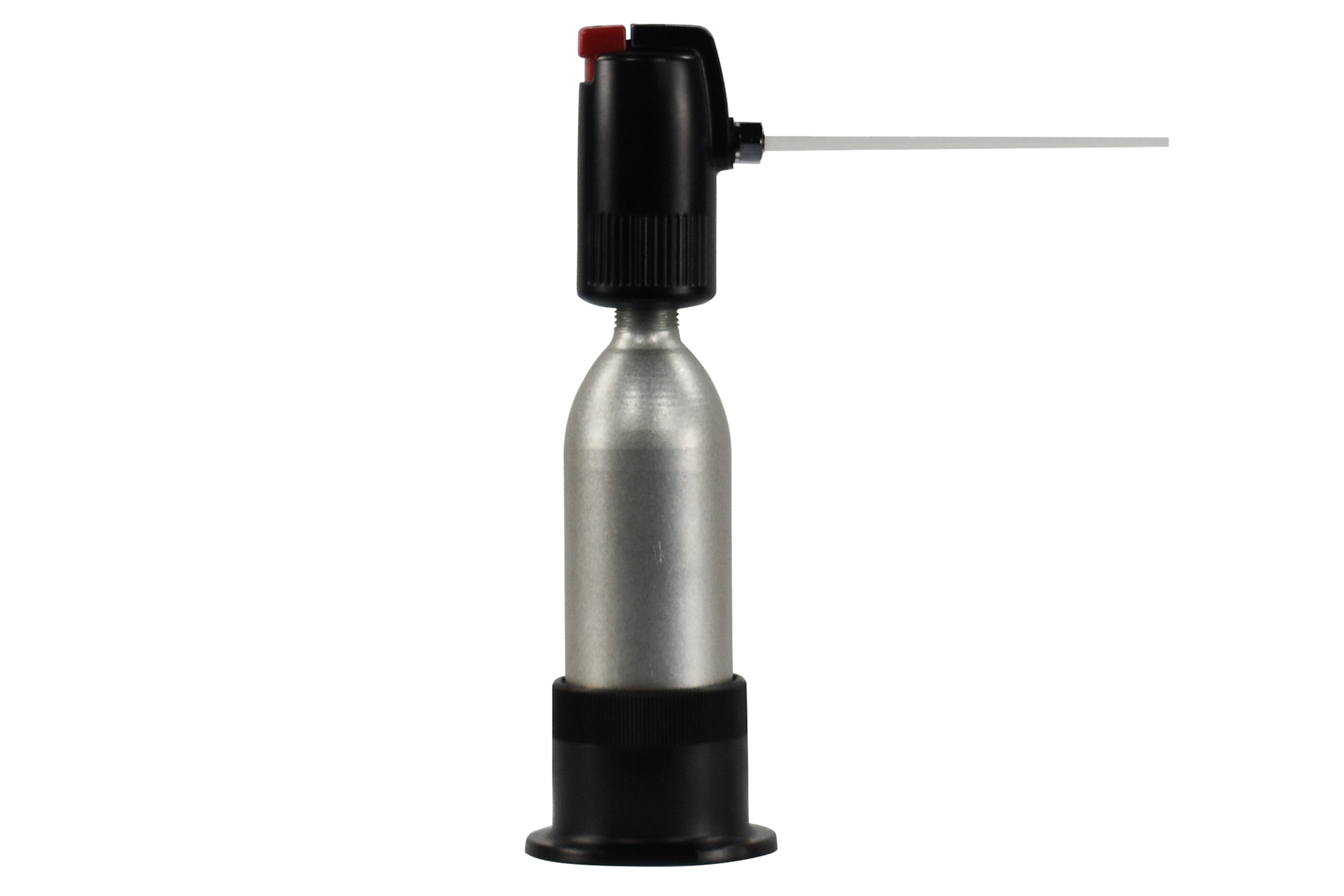 Push Thumb Button Gas Dispensing Valve, Integrated puncture pin seal right view