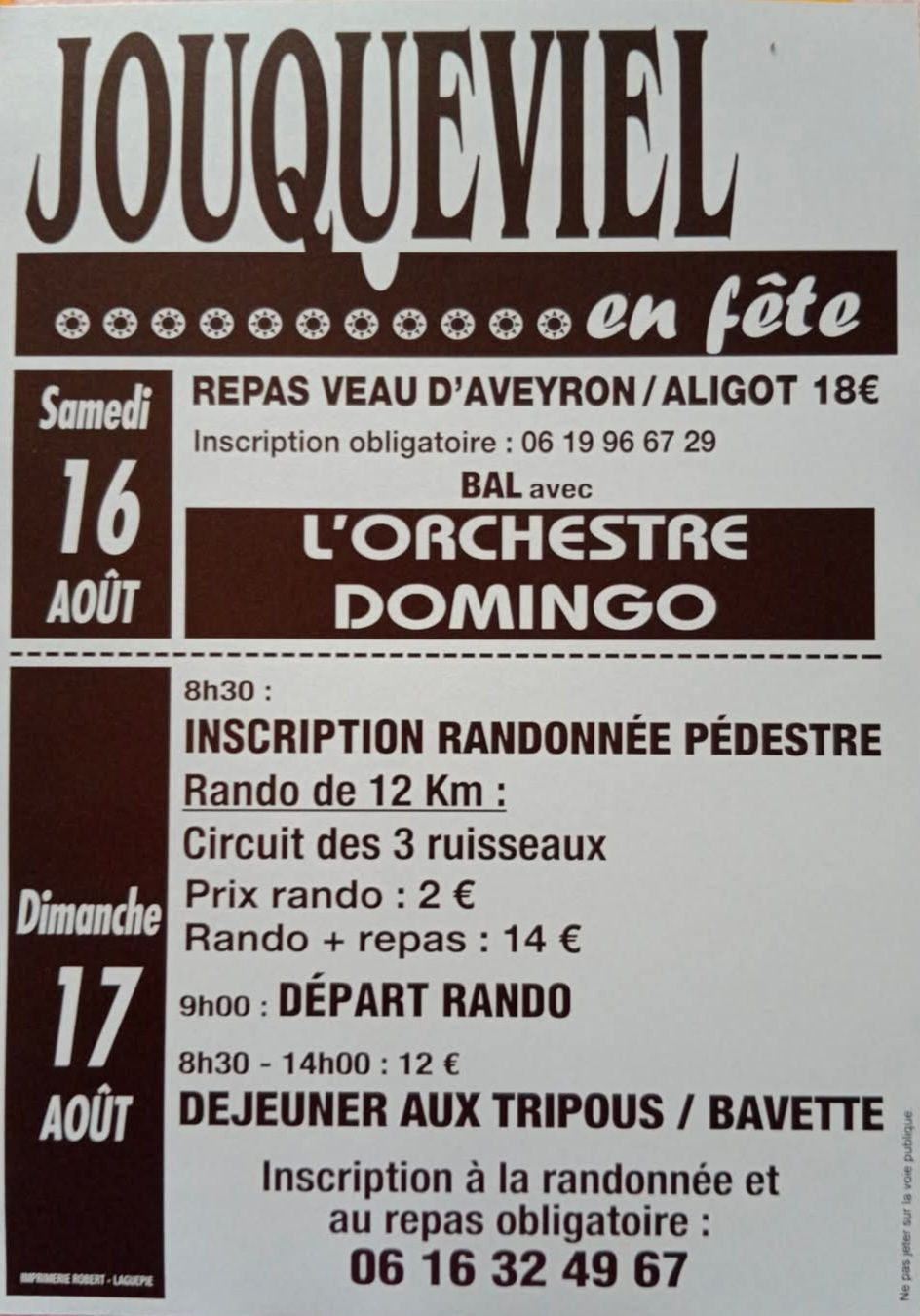 16 & 17/08, FETE à JOUQUEVIEL (81190)