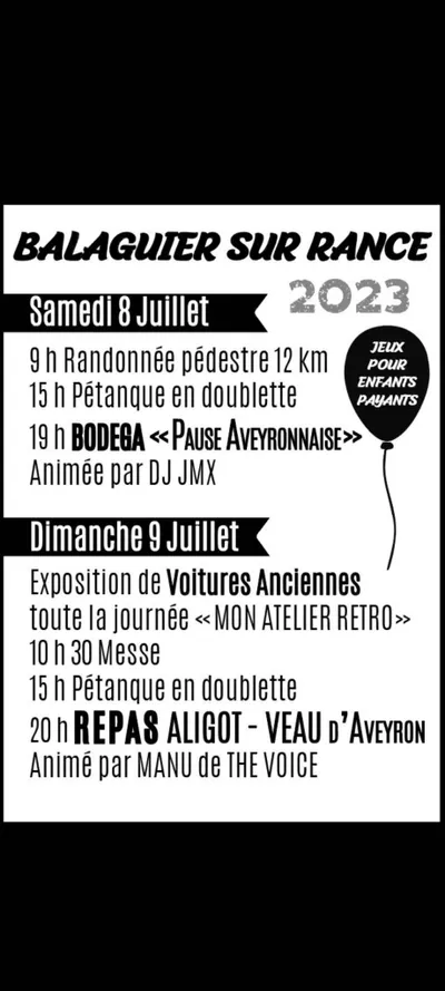 du 8 au 9 JUIL : Balaguier-Sur-Rance (12380) en fête !