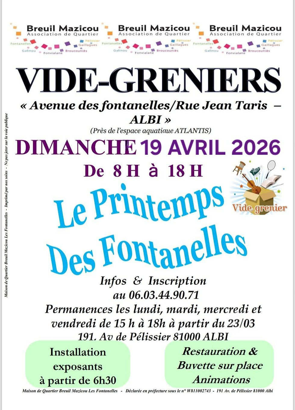 19/04, VIDE-GRENIERS à ALBI (81000)