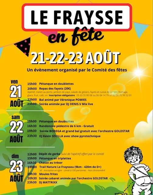 21 au 23/08, FETE au FRAYSSE (81430)