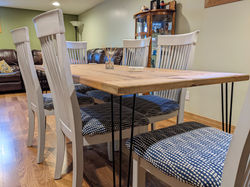 upholstered gray chairs