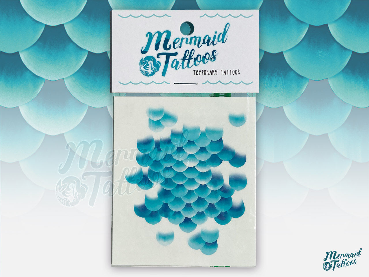 mermaid scale tattoos in blue