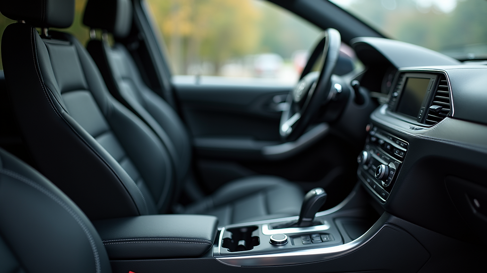 Close-up view of a detailed car interior