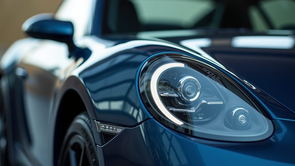 Close-up view of a shiny car exterior after detailing