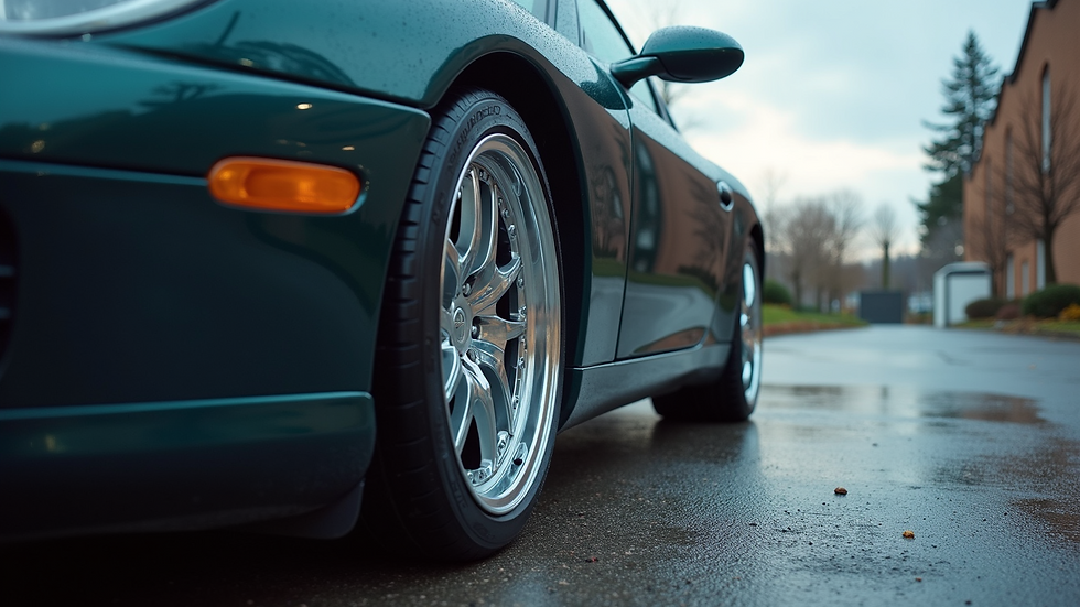 High angle view of clean and shiny chrome wheels