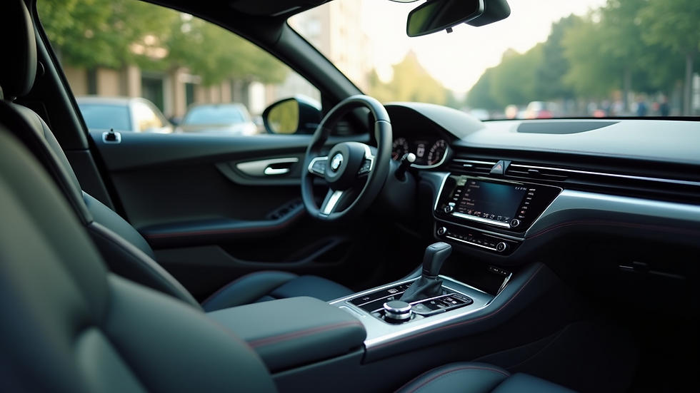 High angle view of a clean and shiny car interior
