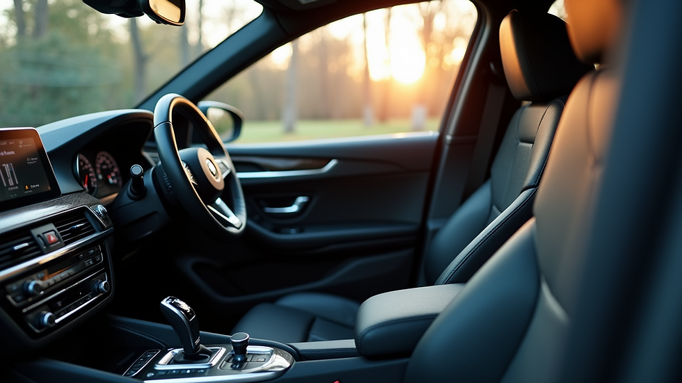Close-up view of a neatly detailed car interior
