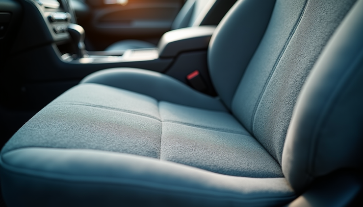 High angle view of a clean and dry car interior after mold remediation