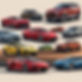 a realistic picture of a lineup of different vehicles in a parking lot that includes all o